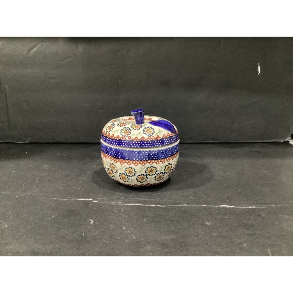 Vintage Boleslawiec Polish Pottery Apple Baker Handmade, Hand Painted Signed